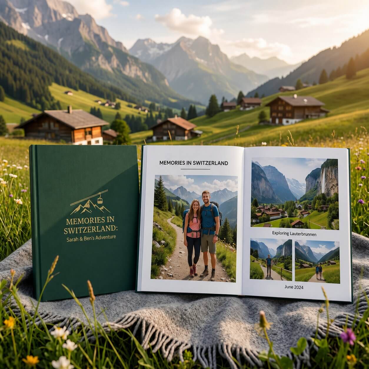 high-quality minimalist photo book on a clean white linen surface with soft natural side lighting